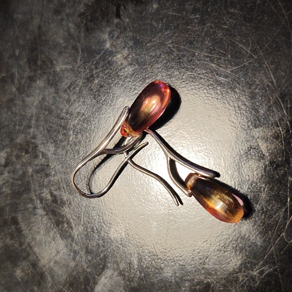 Pink & yellow drop earrings